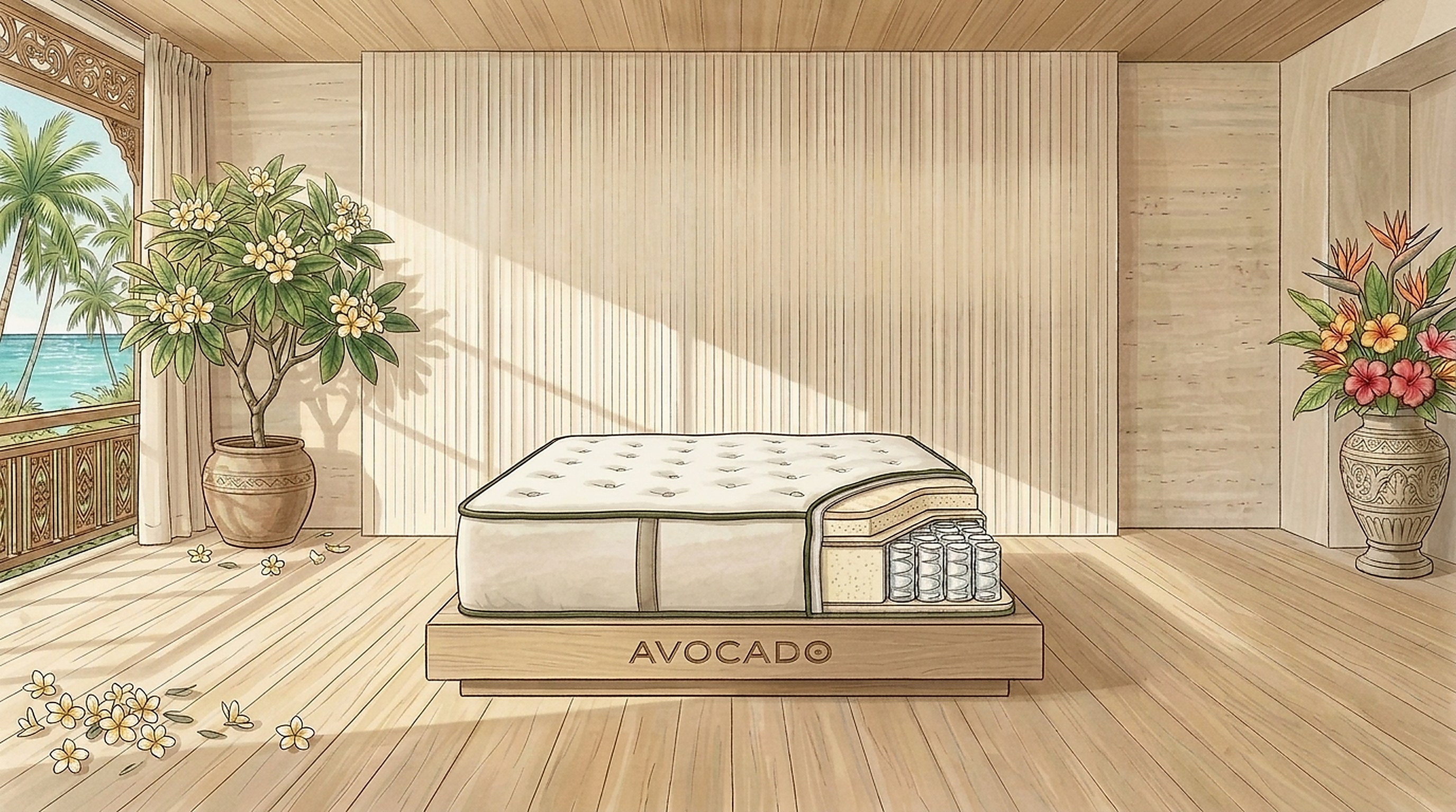 Avocado Green Mattress in Bali Architectural Pavilion