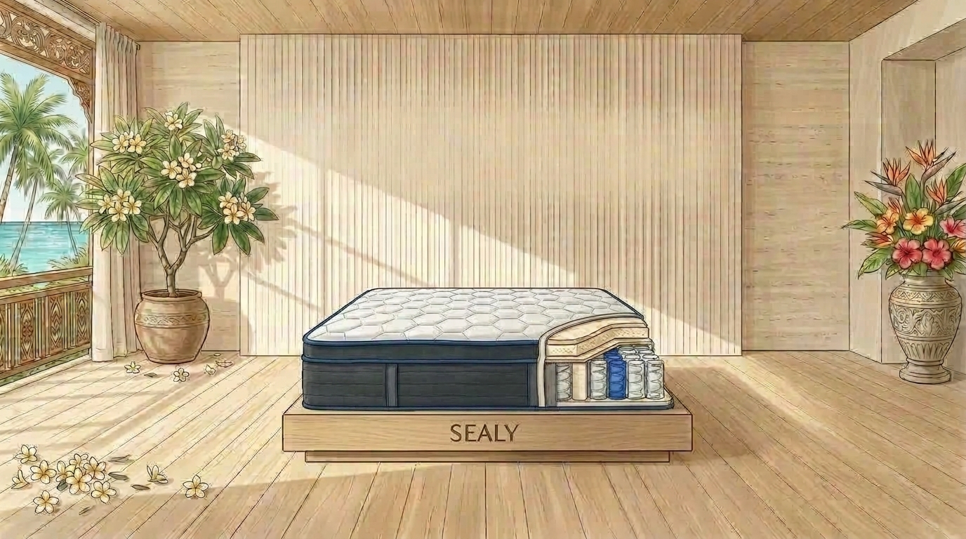 Sealy Posturepedic Plus Mattress in Bali Architectural Pavilion