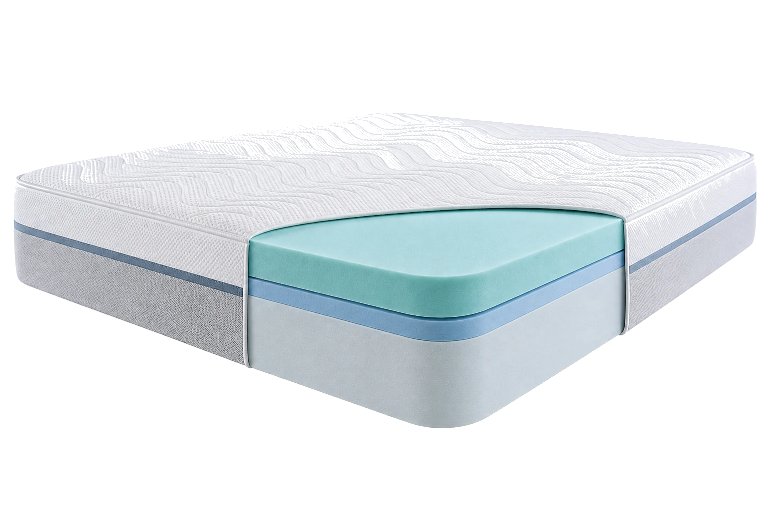 Editorial reconstruction of a cut-open mattress representing all-foam construction for DreamCloud Classic Memory Foam Mattress