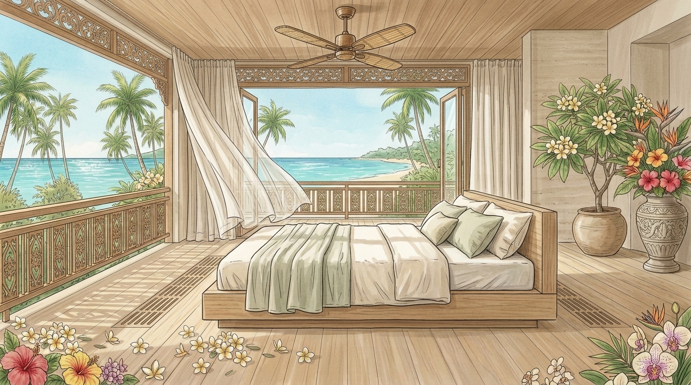 Bali Coastal Suite: Breathable Airflow & Thermal Ventilation Architecture